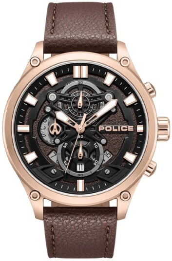 Police Herreklokke PEWGC0054204 Wadden Brun/Lær Ø46 mm Police Herreklokke PEWGC0054204 Wadden Brun/Lær Ø46 mm