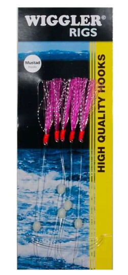Wiggler Flasher Red Rig hekle - 5 kroker #2