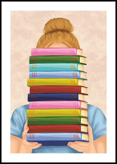 Girl With Stack of Books Plakat Pastel Book Lover Wall Art Cute Reading Illustration Print for Library or Study Room Plakat Plakat / 21x30cm Girl With Stack of Books Plakat Pastel Book Lover Wall Art Cute Reading Illustration Print for Library or Study Room Plakat Plakat / 21x30cm