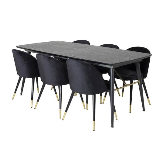 Venture Home Spisegruppe Venture Home Gold med 6 Velvet Stoler GR19409