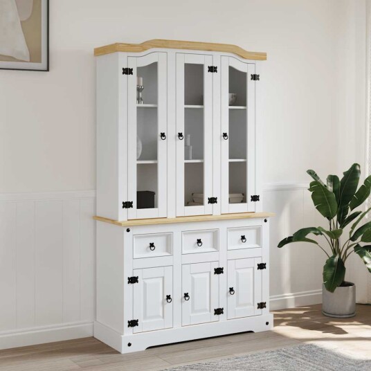 vidaXL Highboard Corona hvit 112x43x196 cm heltre furu
