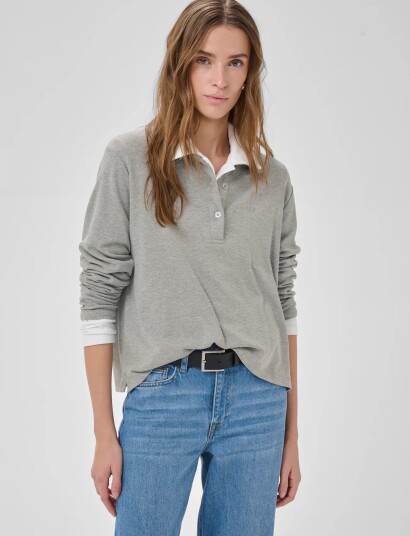 My Essential Wardrobe Mwnupti Polo Blouse Grey M My Essential Wardrobe Mwnupti Polo Blouse Grey M