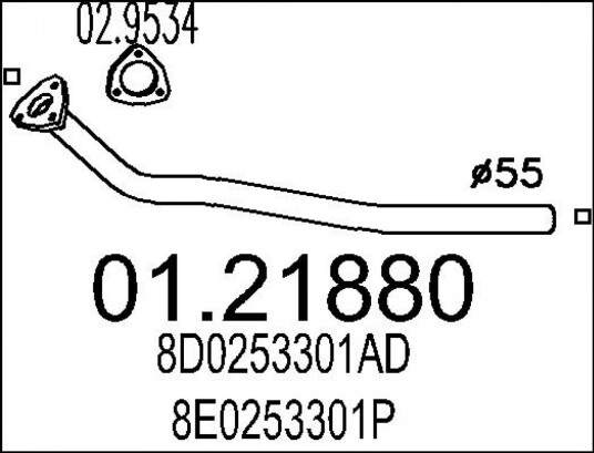 Eksosrør MTS 01.21880 Eksosrør MTS 01.21880