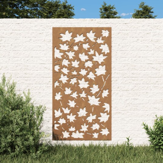 Veggdekorasjon til hage 105x55 cm cortenstål lønnebladdesign