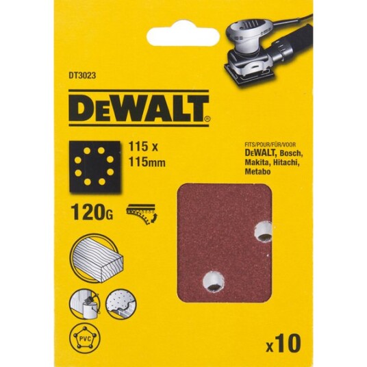 Dewalt Slipepapir 1/4ark 120k 8ha10 dt3023 a10 borrelås 115x115