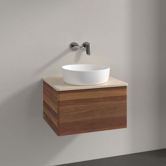 Villeroy & Boch Antao Servantskap med 1 skuff 60x50x36 cm u/lys Valnøtt/Crème Villeroy & Boch Antao Servantskap med 1 skuff 60x50x36 cm u/lys Valnøtt/Crème