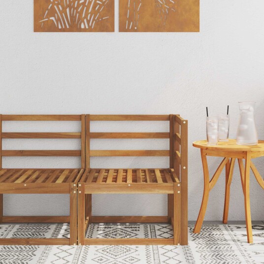 Ute Hjørnesofa Solid akasietre Naturlig 63 x 63 x 73 cm