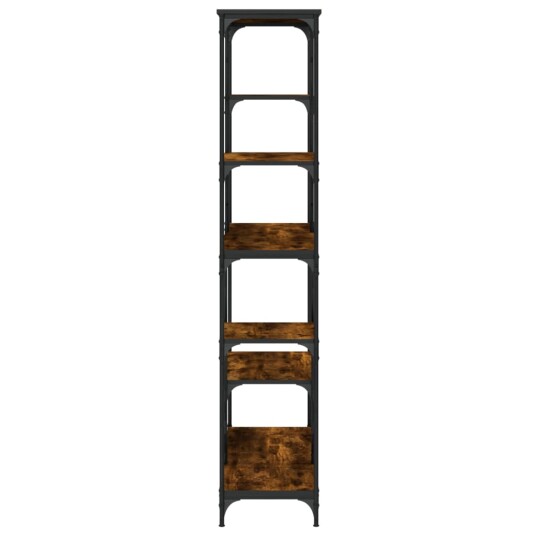 Bokhylle røkt eik 99x35,5x176 cm konstruert tre og jern Bokhylle røkt eik 99x35,5x176 cm konstruert tre og jern