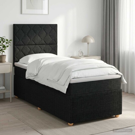 vidaXL Kontinentalseng med madrass Svart 90 x 190 cm Stoff