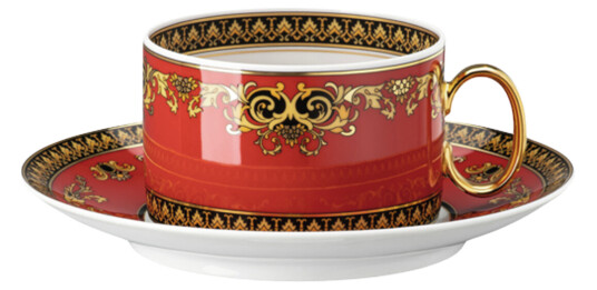 Versace Medusa kaffekopp med skål 2,3dl rød