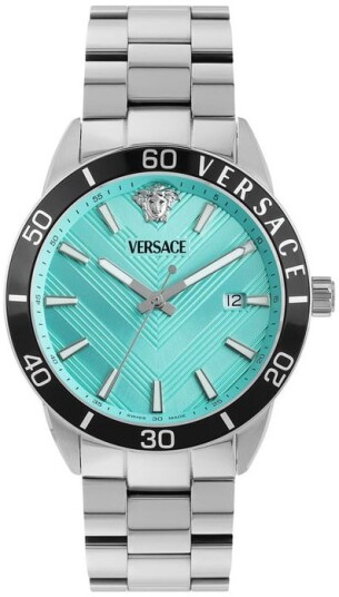 Versace Herreklokke VEYCA0324 Greca Turkis/Stål Ø43 mm Versace Herreklokke VEYCA0324 Greca Turkis/Stål Ø43 mm