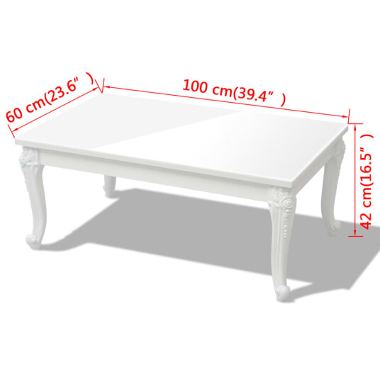 vidaXL Salongbord 100x60x42 cm høyglans hvit