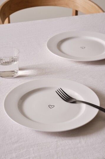 Jotex Tallerken 2pakke ø 26.3 Cm Hvit/sort HEART 2125035010