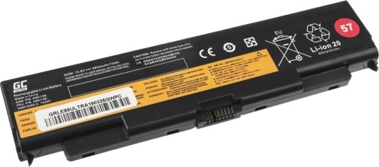 Green Cell Ultra Batteri Til Bærbar Pc Tilsvarer: Lenovo 45N1158 Litiumion 6-Cellers 6800 Mah Svart LE89ULTRA