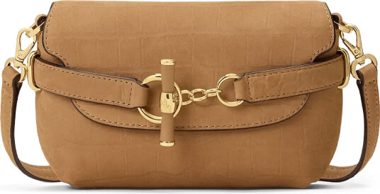 Lauren Ralph Lauren Croc Embossed Small Blaike Crossbody Bag Brown ONE SIZE
