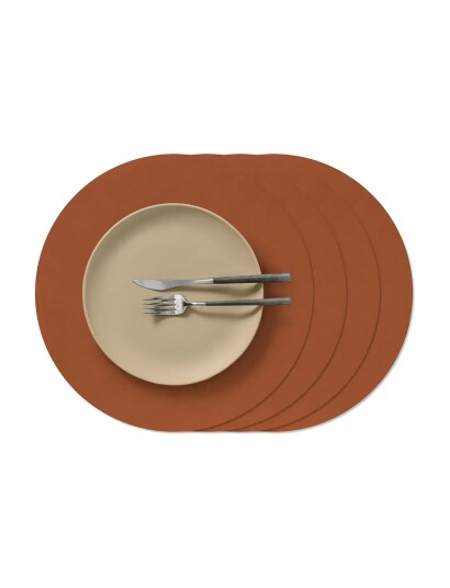 LIND DNA 4 Set Table Mat Circle L Nupo Rust   Orange   D:38CM