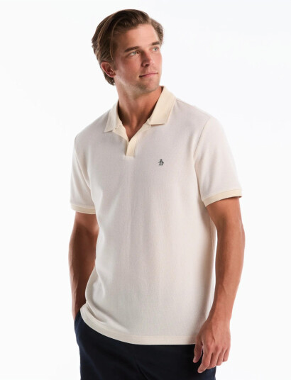 Original Penguin Cttn Jqrd Honeycomb Polo Top Beige XXL