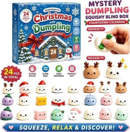 2026 Julekalender 24 dagers Squishy Dumpling Blind Box Stressavlastende Fidget leke Stil 2
