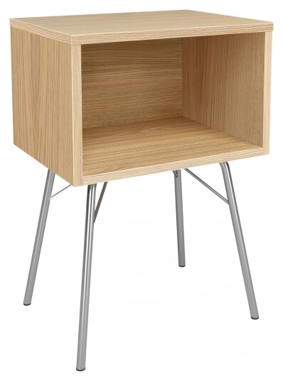 Woodman Rayburn Nattbord m. åpent rom, Eik/Krom Unoliving