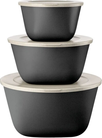 Koziol Connect Stockholm bolle+lokk 3 deler biocirk plast Nature ash grey