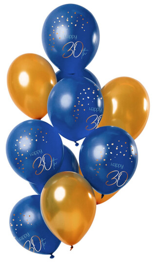 Folat BV Lateksballonger Happy 30th True Blue - 12-pakning