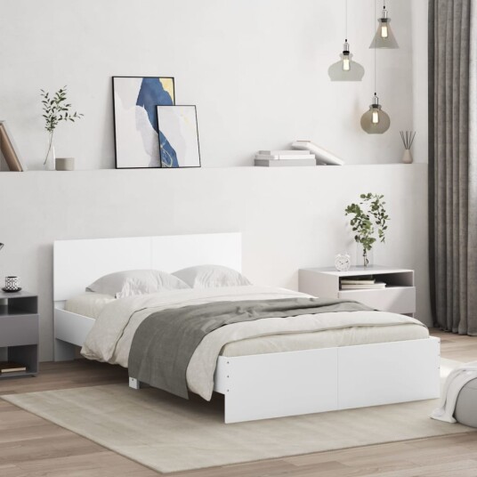 vidaXL Sengeramme med hodegavl hvit 120x190 cm 8721012247284
