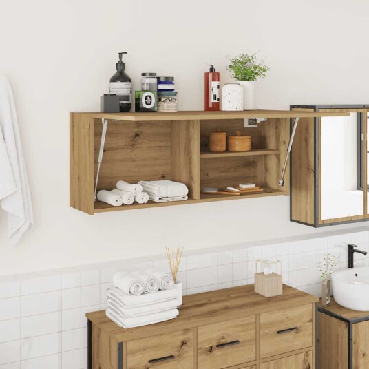 Veggskap til baderom artisan eik 100x25x40 cm konstruert tre Veggskap til baderom artisan eik 100x25x40 cm konstruert tre