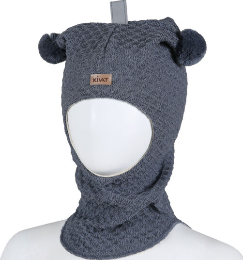KiVAT balaklava ull med logo waffle knit – dueblå 5 8år KiVAT balaklava ull med logo waffle knit – dueblå 5 8år