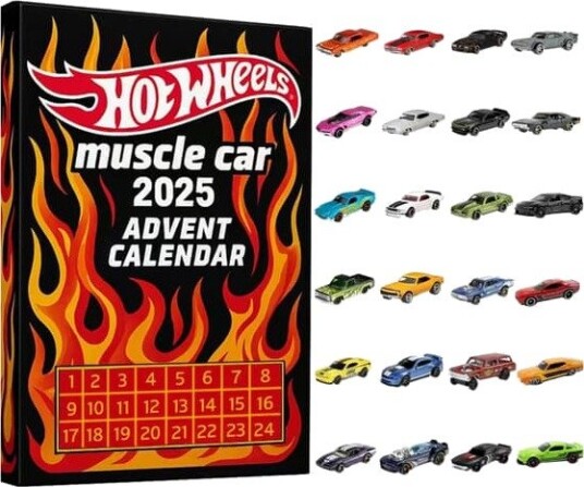 Hot Wheels Muscle Cars Adventskalender 2026 24 dagers lekebil julekalender