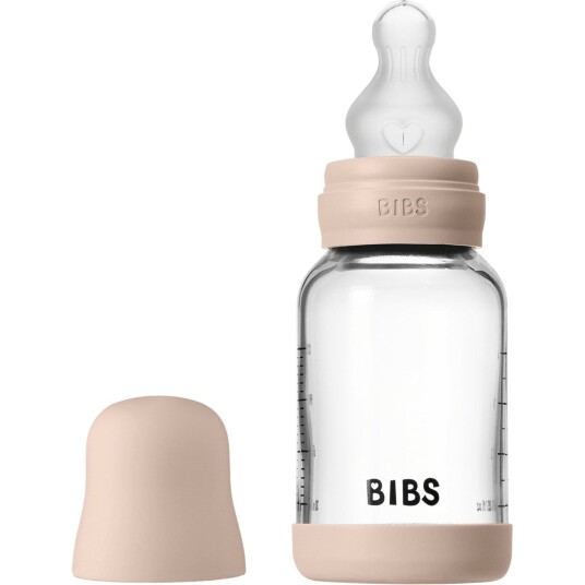 Bibs Blush Glass Baby Flaske Round Silicone Slow Flow Bibs Blush Glass Baby Flaske Round Silicone Slow Flow