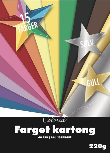 Tegneblokk ARK A4 kartong 15 farger 220g