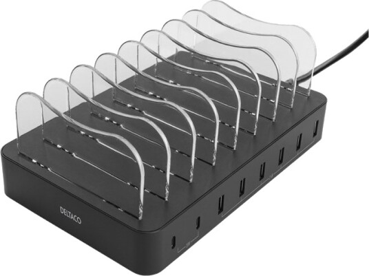 DELTACO USB charging station 6x USB-A, 2x USB-C PD, total 75W, black DELTACO USB charging station 6x USB-A, 2x USB-C PD, total 75W, black