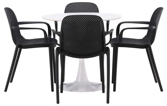 Venture Design Hamden & Baltimore spisegruppe Svart/svart 4 stoler & bord 80 cm