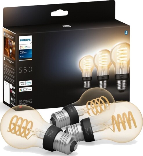 PHILIPS HUE WA FILAMENT SMART PÆRE 3ST 7W E27 A60 PHILIPS HUE WA FILAMENT SMART PÆRE 3ST 7W E27 A60
