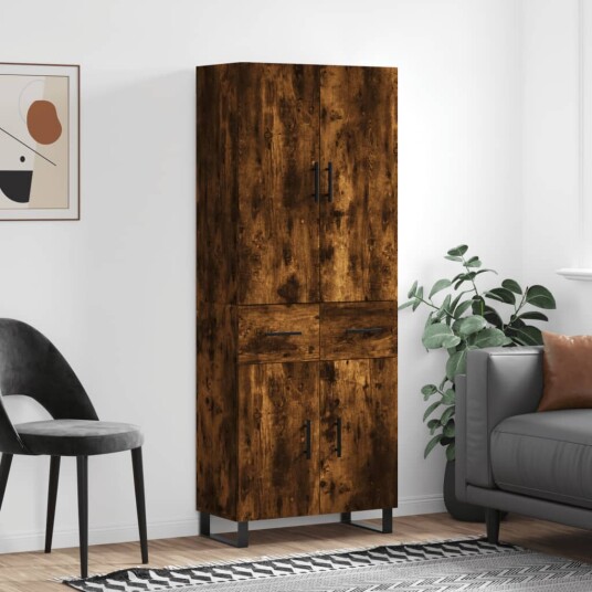 vidaXL Highboard røkt eik 69,5x34x180 cm konstruert tre 8720845475963 vidaXL Highboard røkt eik 69,5x34x180 cm konstruert tre 8720845475963