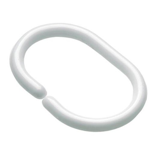Hefe ringe til dusjforheng, 12 stk., hvit
