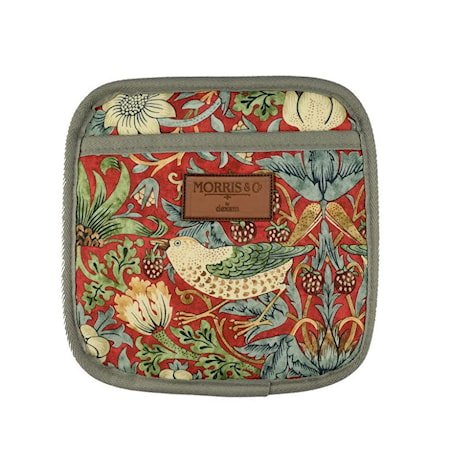 Morris & Co Strawberry Thief Gryteklut med lomme Rød