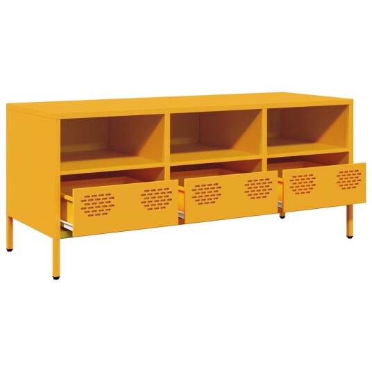 TV-benk sennepsgul 101,5x39x43,5 cm kaldvalset stål 8721102930829 TV-benk sennepsgul 101,5x39x43,5 cm kaldvalset stål 8721102930829