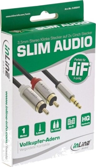 Inline S 99241 3.5Mm Hankjønn 2 X Rca Hankjønn 1 M Svart Sølv