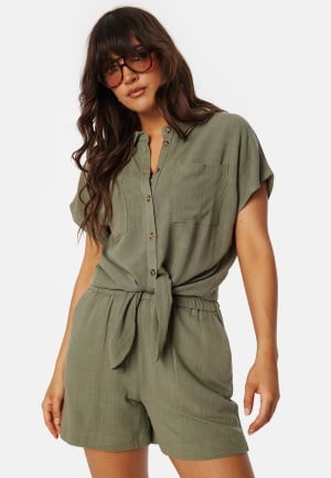 Pieces Pcvinsty Linen Tie Shirt Deep Lichen Green XS