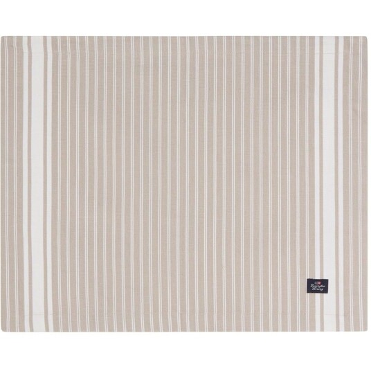 Lexington Icons Striped Organic Cotton Oxford Spisebrikke Beige / Hvit