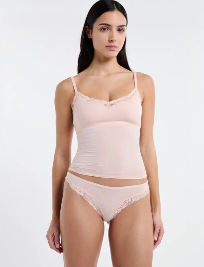 Etam Pure Soft Lace Tanga Pink S