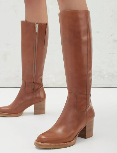 ANGULUS Bootie - Block Heel - With Zippe - Brown - 38