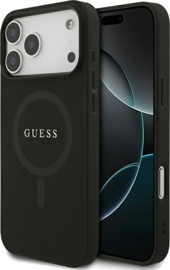 GUESS Saffiano Classic MagSafe Mobildeksel til iPhone 17 Pro Max - Svart