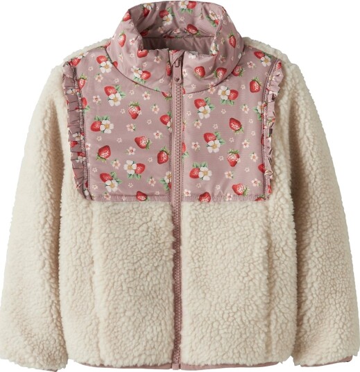 Name It Fleecejakke Teddy NmfMinna Hvitkappegrå/JORDBÆR Name It 7 år (122) Fleecejakke Beige Rosa
