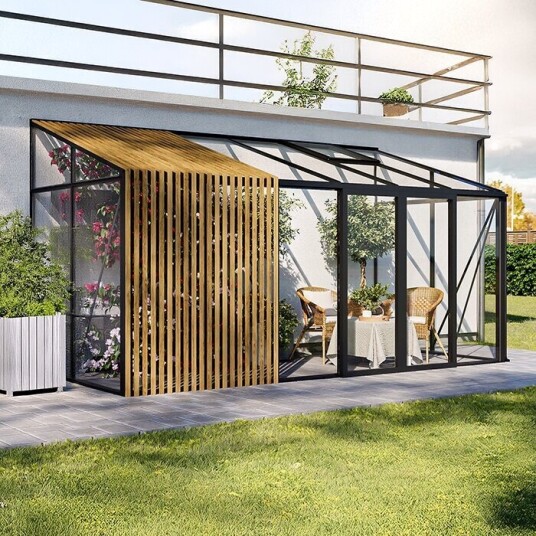 Veggdrivhus med accoya designelementer | Aluminium Spesiell Edtion Veggdrivhus