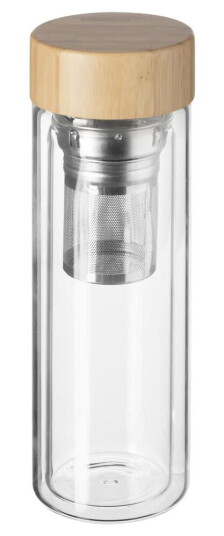 Dobbelvegget tekanne i glass og bambus 40 cl