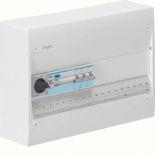 Hager GD118SF Sentralapparat Type: Gamma IP30 1 x 18 moduler Elfordeling & strømforsyning