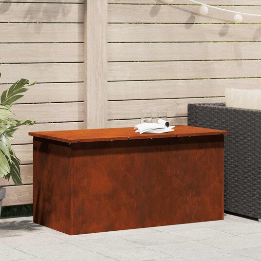 vidaXL Hageoppbevaringsputeeske Stål 100 x 50,5 x 50 cm 220 Rusten