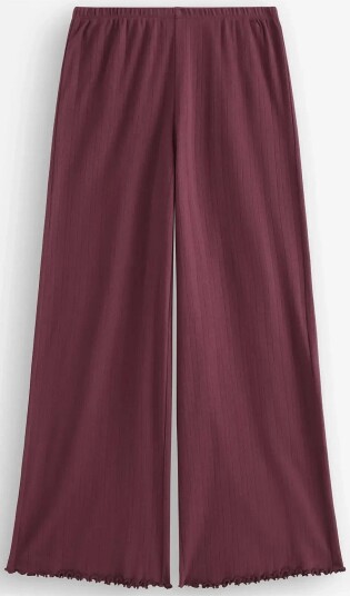 Lindex Wide Pyjama Trousers In Pointelle DARK DUSTY RED L